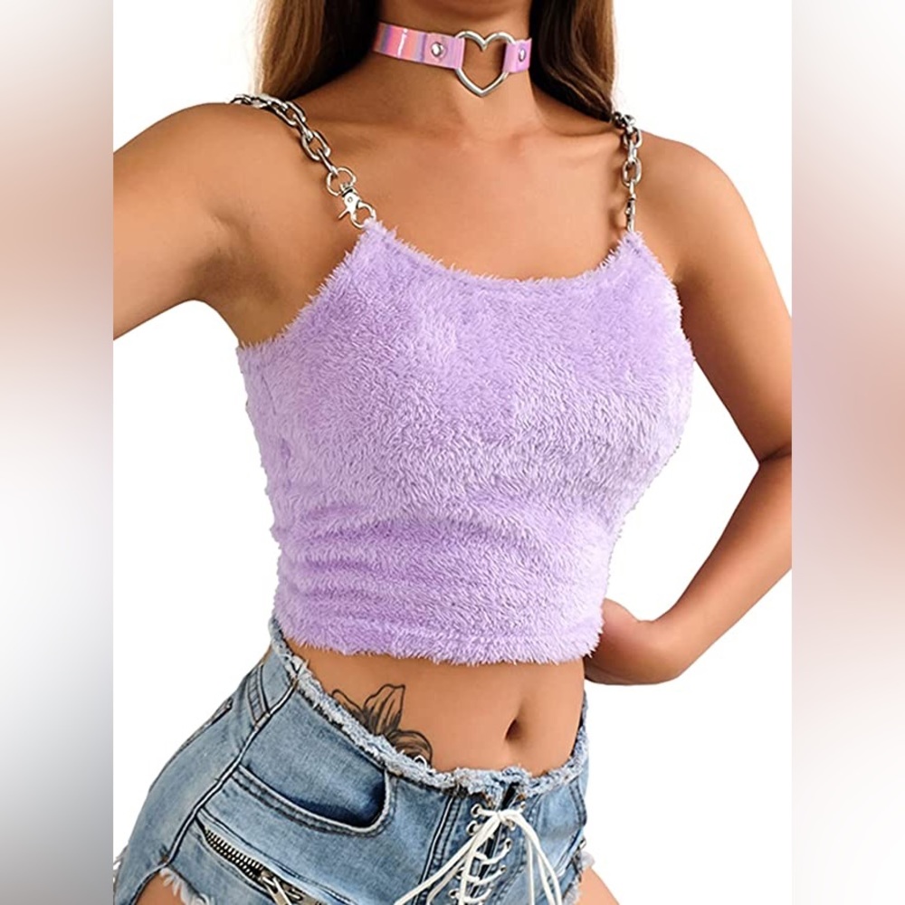 SansoiSan Chain Strap Camis Streetwear Crop Top Clubwear Camisole Tank